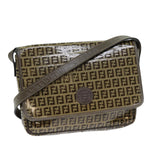 Fendi Zucchino Brown Canvas Shoulder Bag (Pre-Owned)