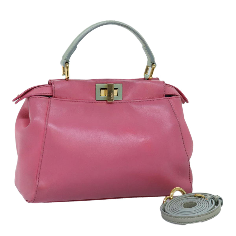 Fendi Peekaboo Pink Leather Handbag (Pre-Owned)