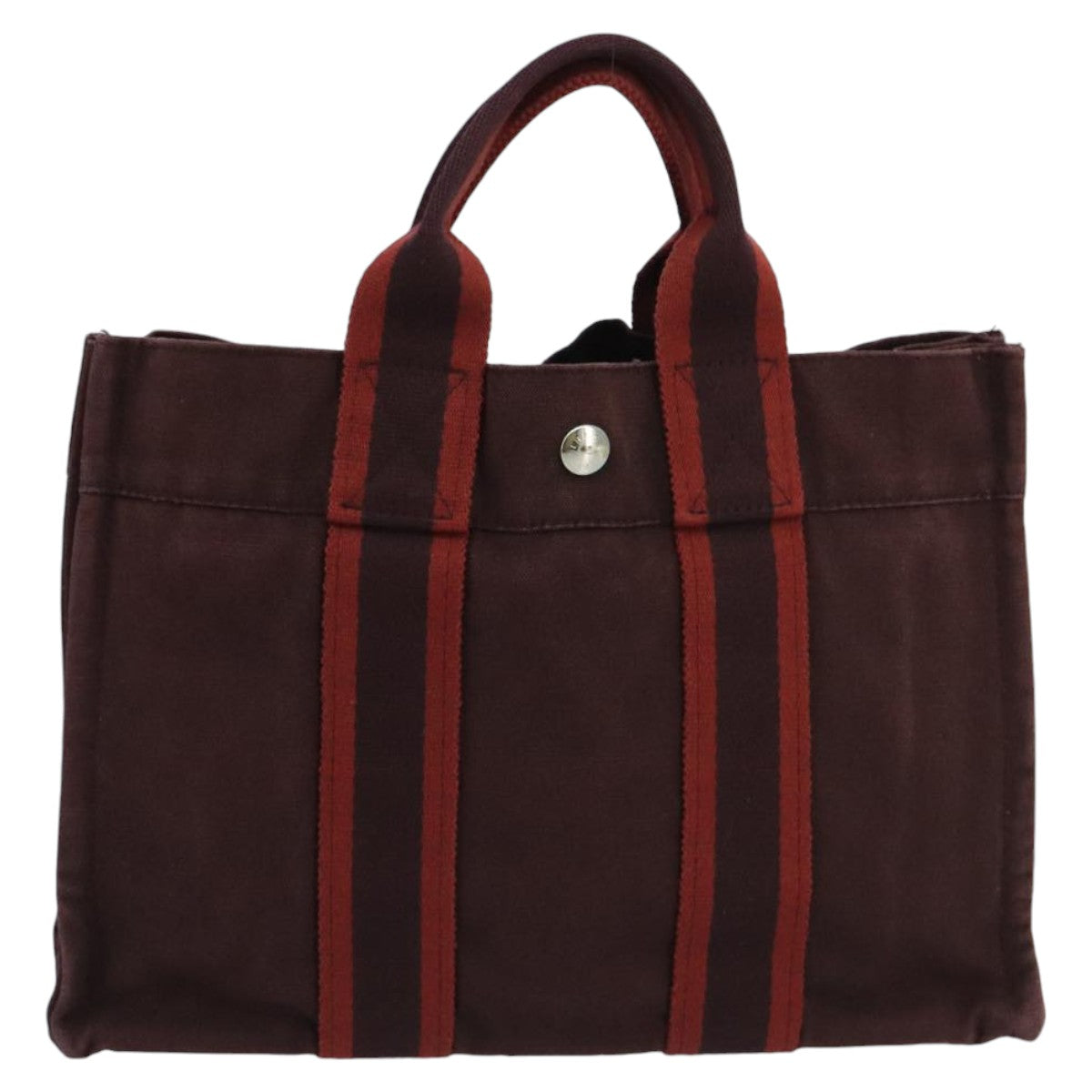 Hermès Fourre Tout Burgundy Canvas Tote Bag (Pre-Owned)