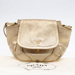 Prada Gold Leather Shoulder Bag (Pre-Owned)