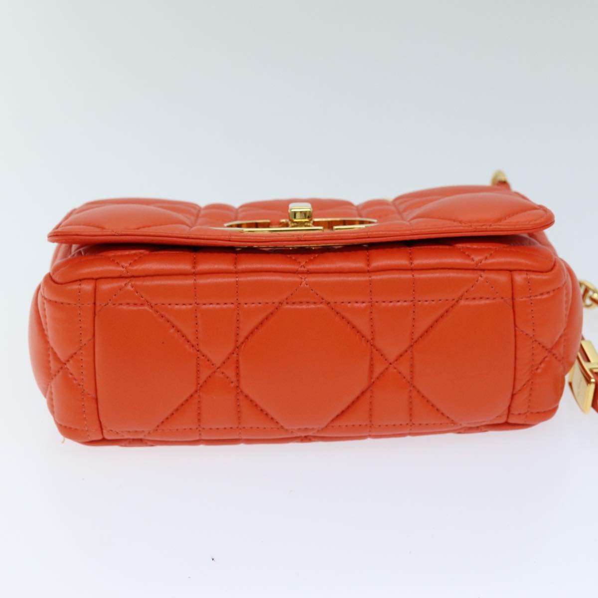 Dior Caro Orange Leather Shoulder Bag (Pre-Owned)