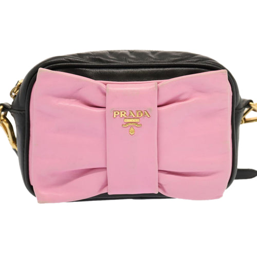 Prada Ribbon Pink Leather Shoulder Bag (Pre-Owned)