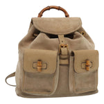 Gucci Bamboo Beige Suede Backpack Bag (Pre-Owned)