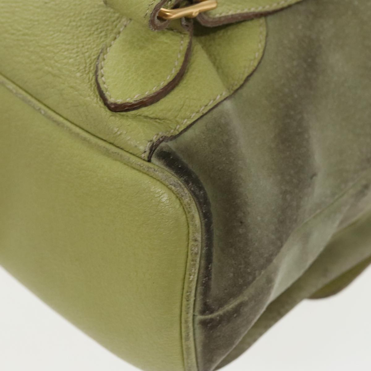 Gucci Bamboo Green Suede Backpack Bag (Pre-Owned)