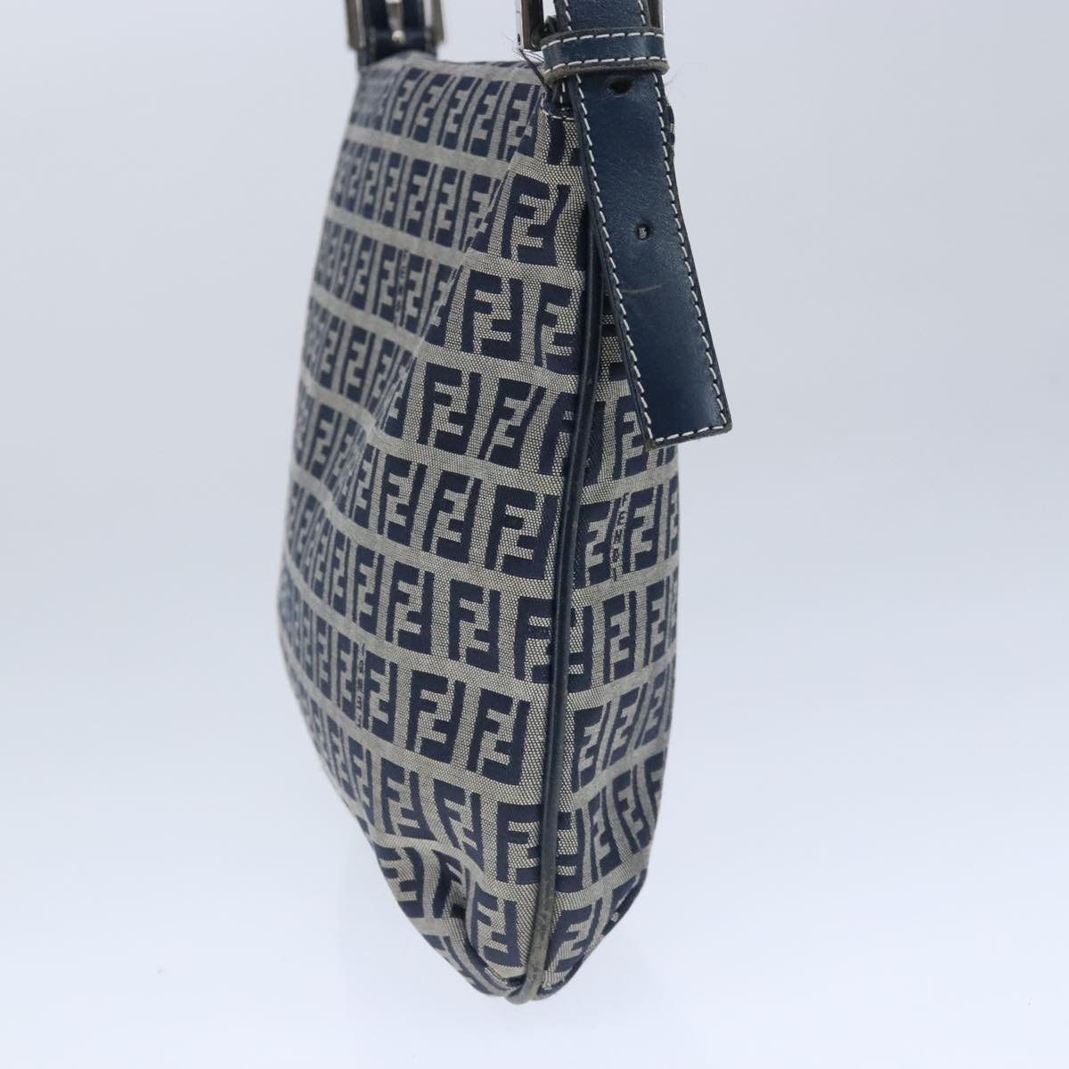 Fendi Zucchino Navy Canvas Shoulder Bag (Pre-Owned)