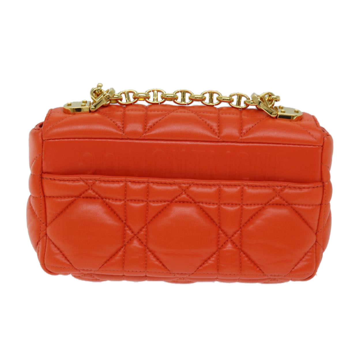 Dior Caro Orange Leather Shoulder Bag (Pre-Owned)