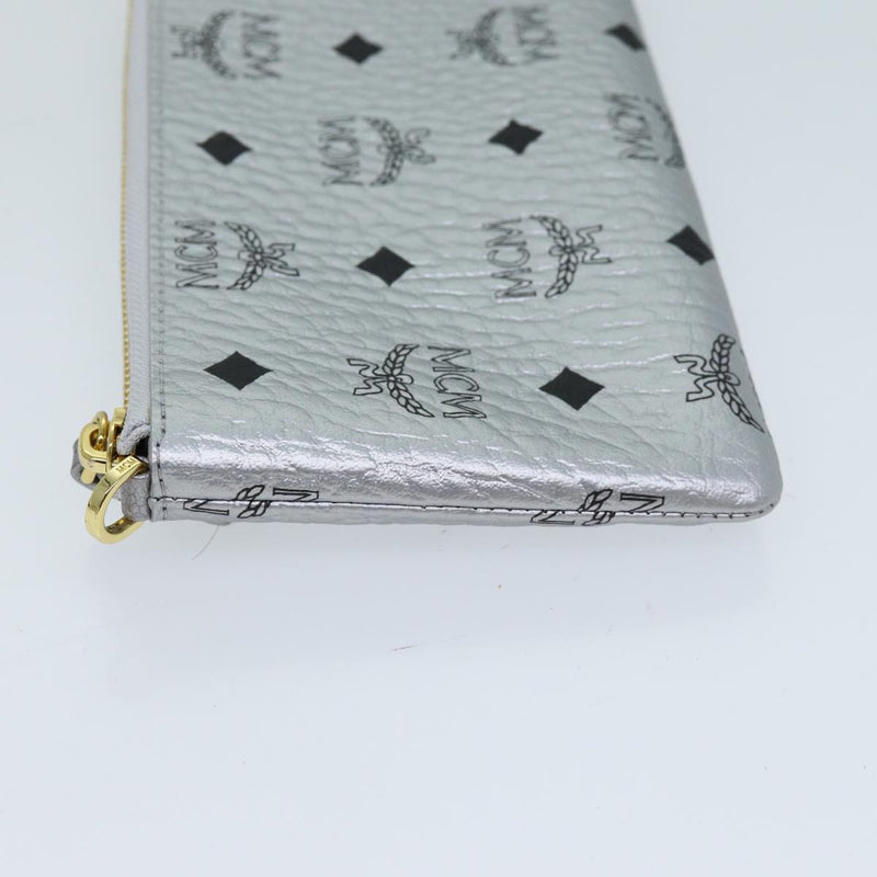 MCM Visetos Silver Canvas Clutch Bag (Pre-Owned)