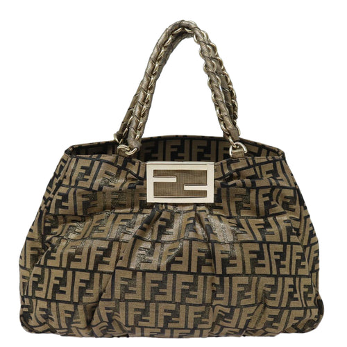 Fendi Zucca Gold Canvas Handbag (Pre-Owned)