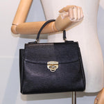 Versace Gianni Black Leather Handbag (Pre-Owned)