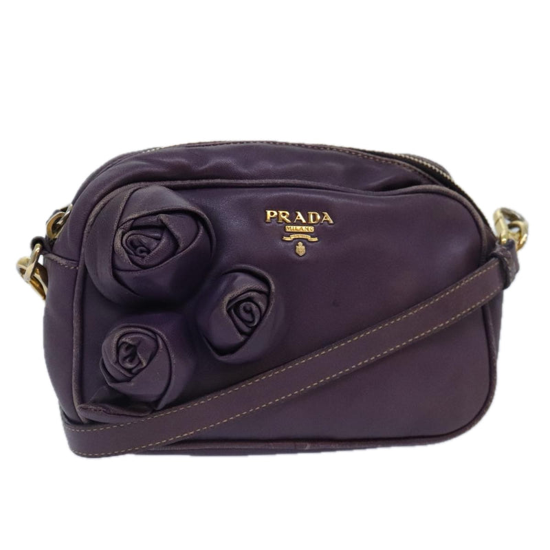 Prada Purple Leather Shoulder Bag (Pre-Owned)