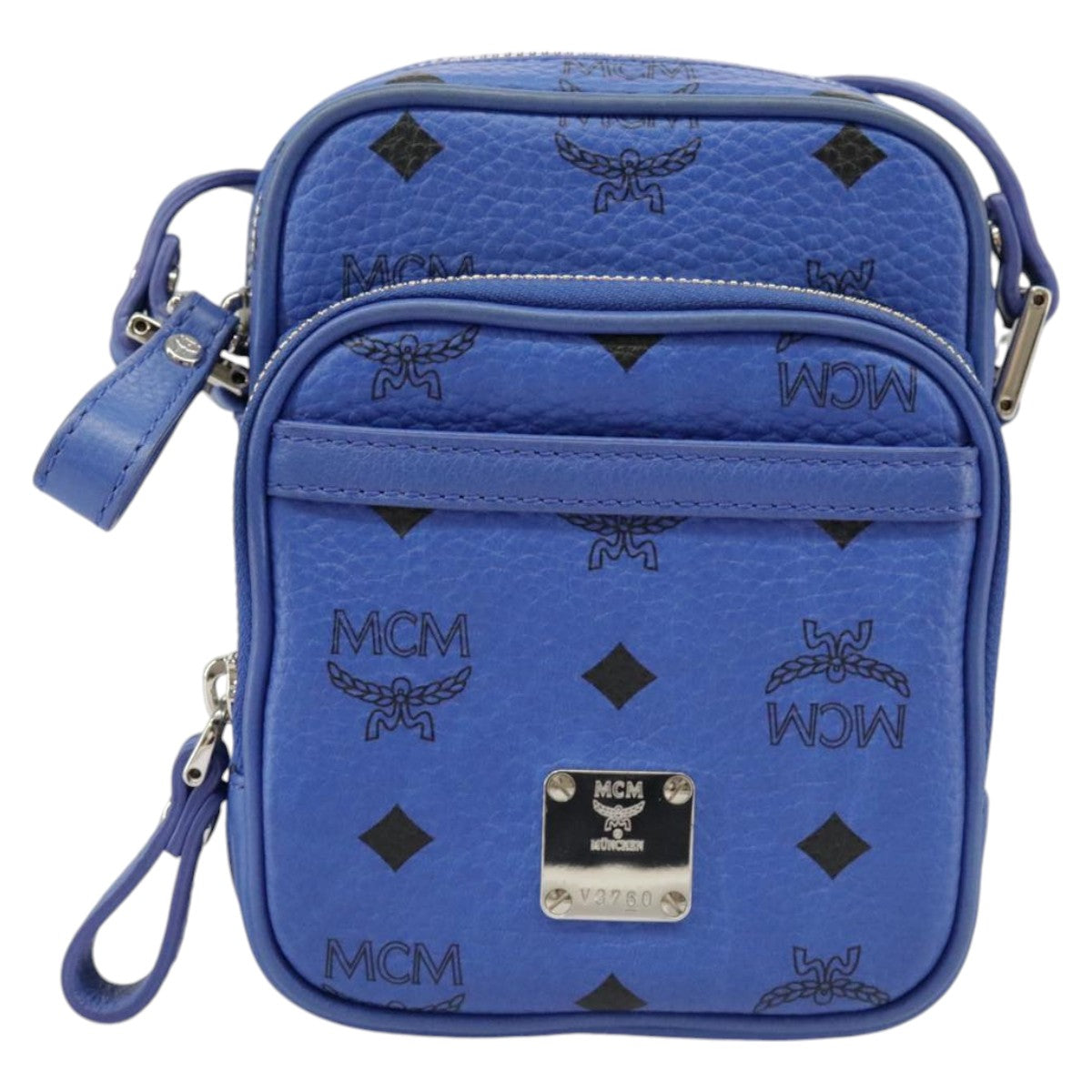 MCM Visetos Blue Canvas Shoulder Bag (Pre-Owned)