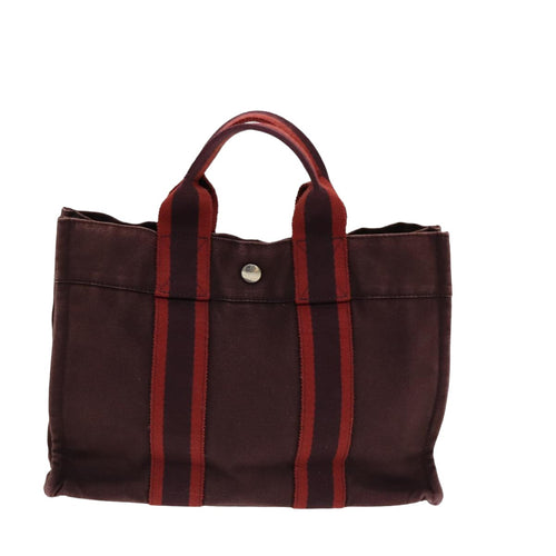 Hermès Herline Burgundy Canvas Tote Bag (Pre-Owned)