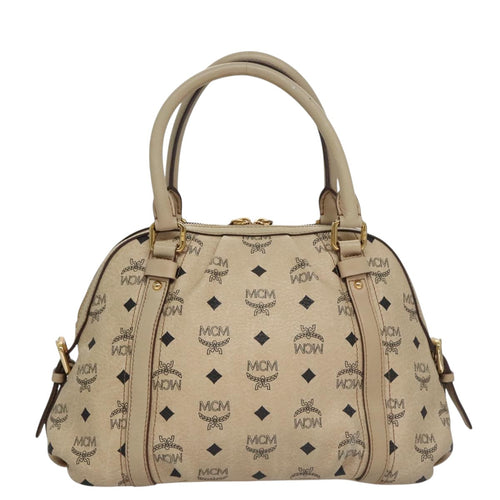 MCM Visetos Beige Canvas Handbag (Pre-Owned)