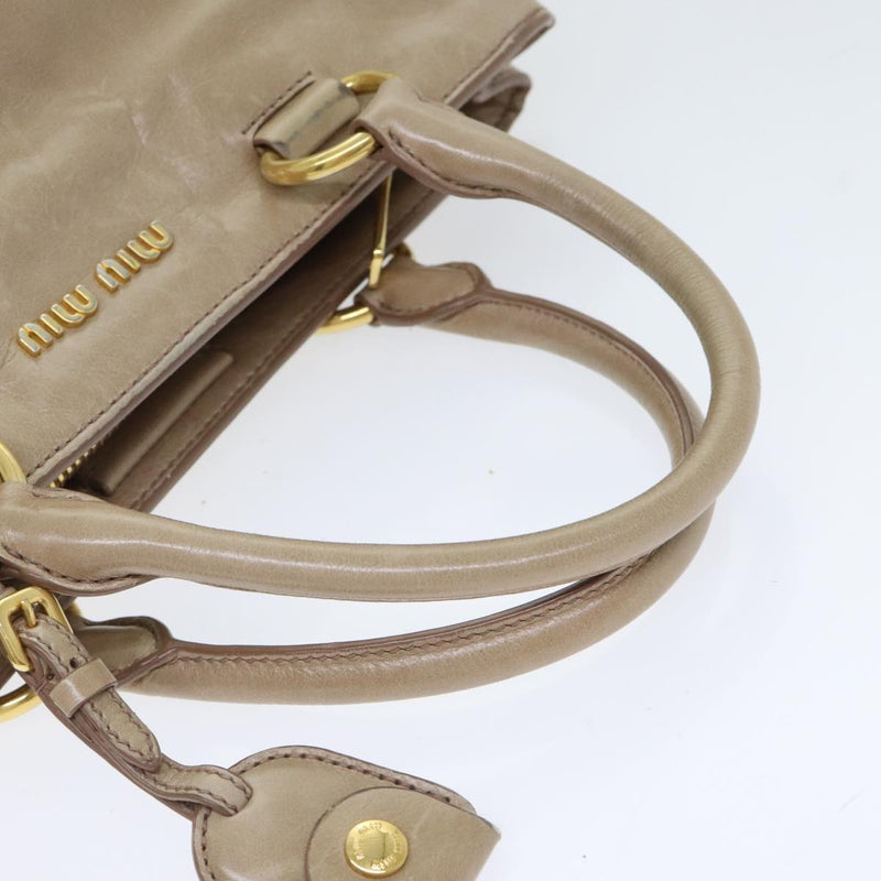 Miu Miu Vitello Beige Leather Handbag (Pre-Owned)