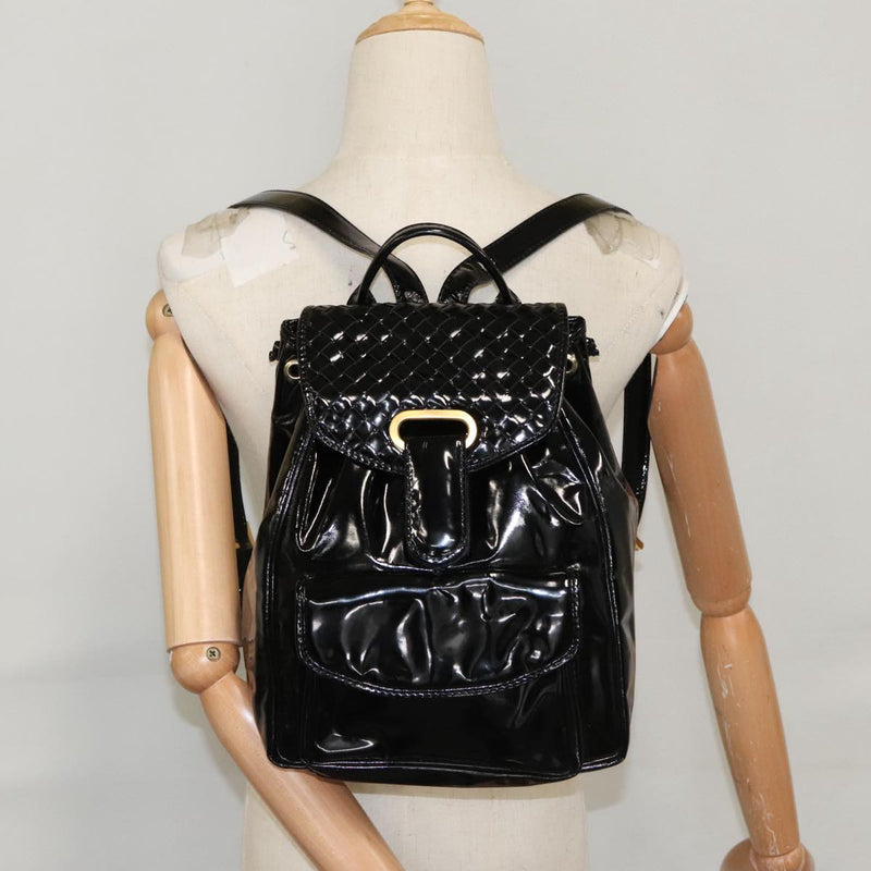 Bottega Veneta Black Patent Leather Backpack Bag (Pre-Owned)