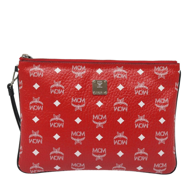 MCM Visetos Red Canvas Clutch Bag (Pre-Owned)