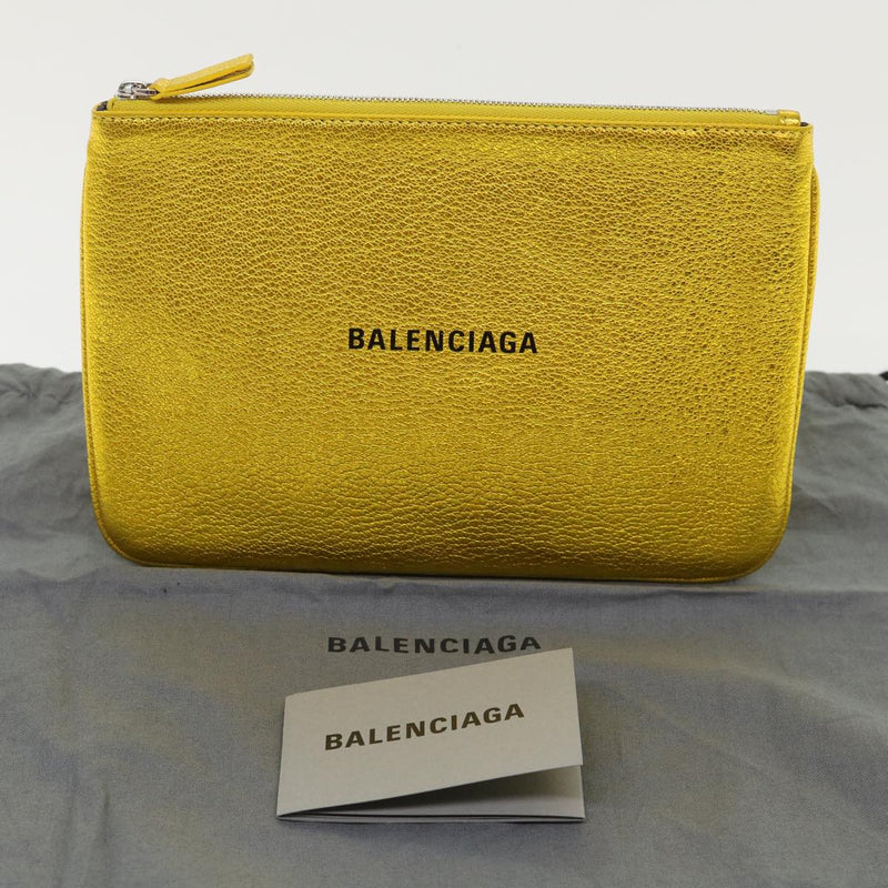 Balenciaga Everyday Gold Leather Clutch Bag (Pre-Owned)