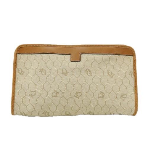 Dior Honeycomb Beige Canvas Clutch Bag (Pre-Owned)