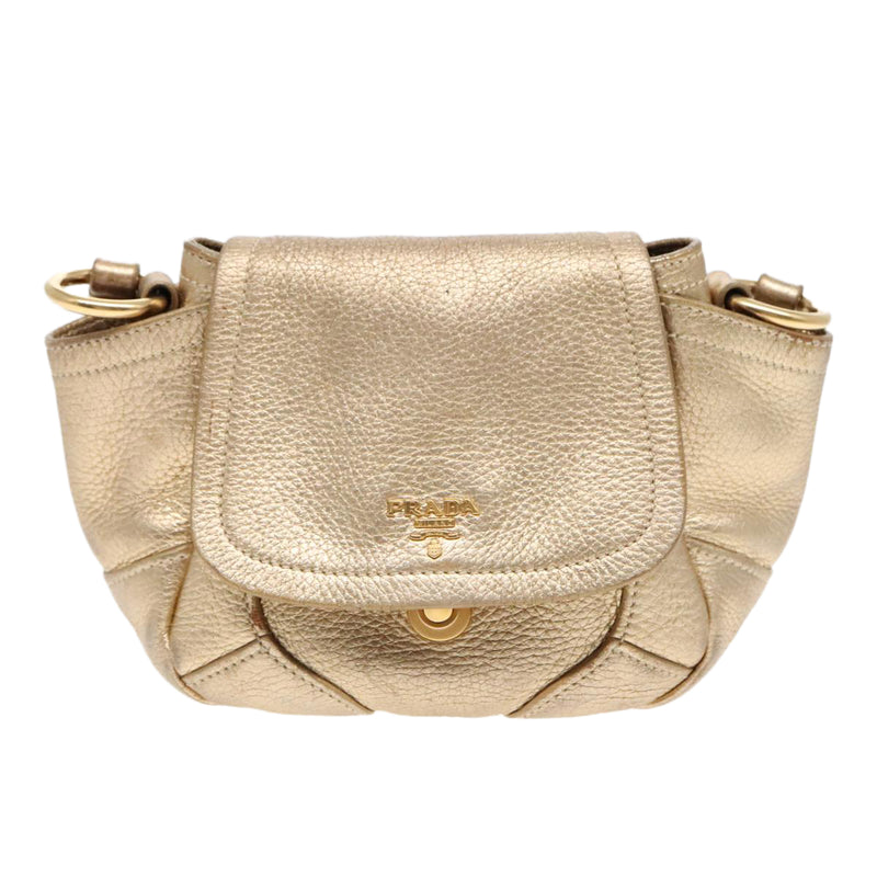 Prada Gold Leather Shoulder Bag (Pre-Owned)