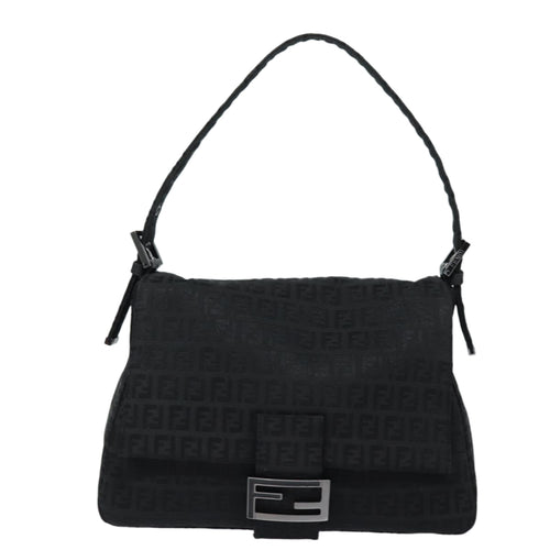 Fendi Mamma Baguette Black Canvas Shoulder Bag (Pre-Owned)