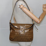 Fendi Baguette Brown Canvas Shoulder Bag (Pre-Owned)