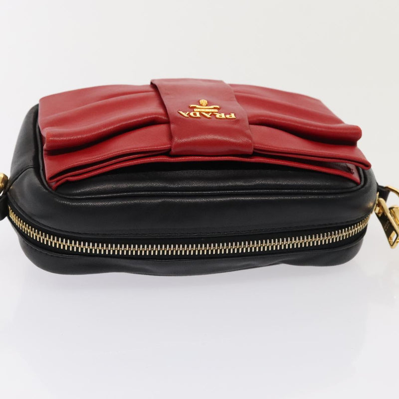 Prada Ribbon Red Leather Shoulder Bag (Pre-Owned)