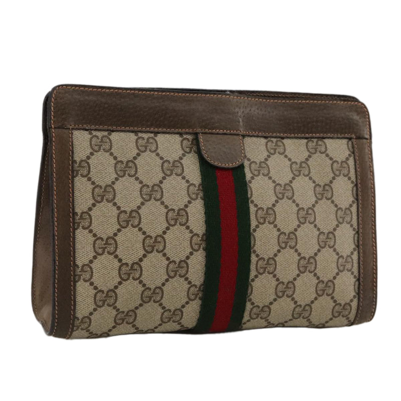 Gucci Sherry Beige Canvas Clutch Bag (Pre-Owned)