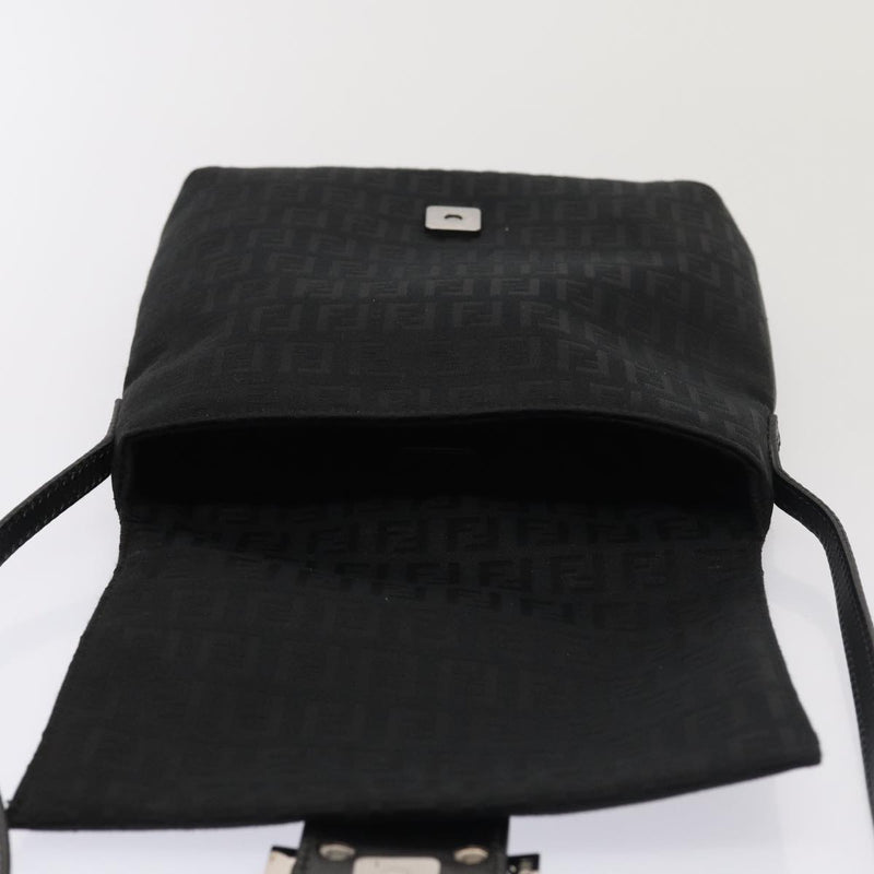 Fendi Zucchino Black Canvas Shoulder Bag (Pre-Owned)