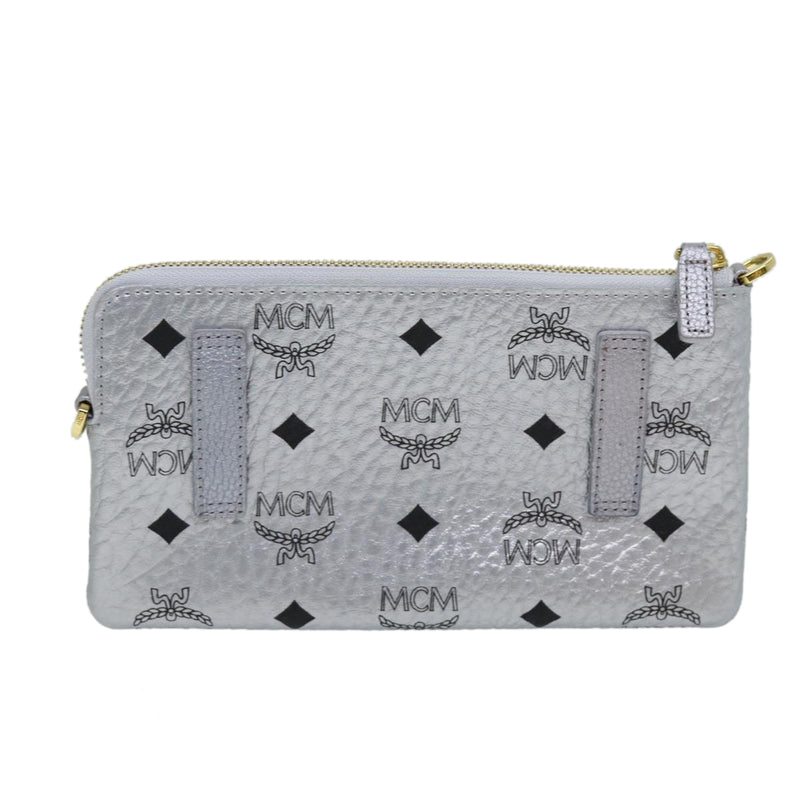 MCM Visetos Silver Canvas Clutch Bag (Pre-Owned)