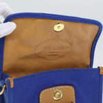 Prada Blue Canvas Shoulder Bag (Pre-Owned)