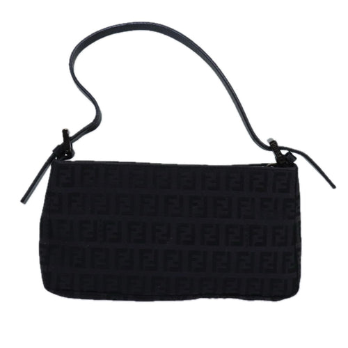 Fendi Zucchino Black Canvas Handbag (Pre-Owned)