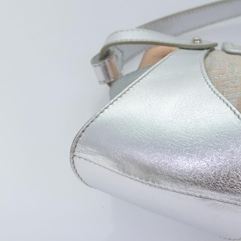 Fendi Zucchino Silver Canvas Handbag (Pre-Owned)