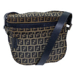 Fendi Zucchino Navy Canvas Shoulder Bag (Pre-Owned)