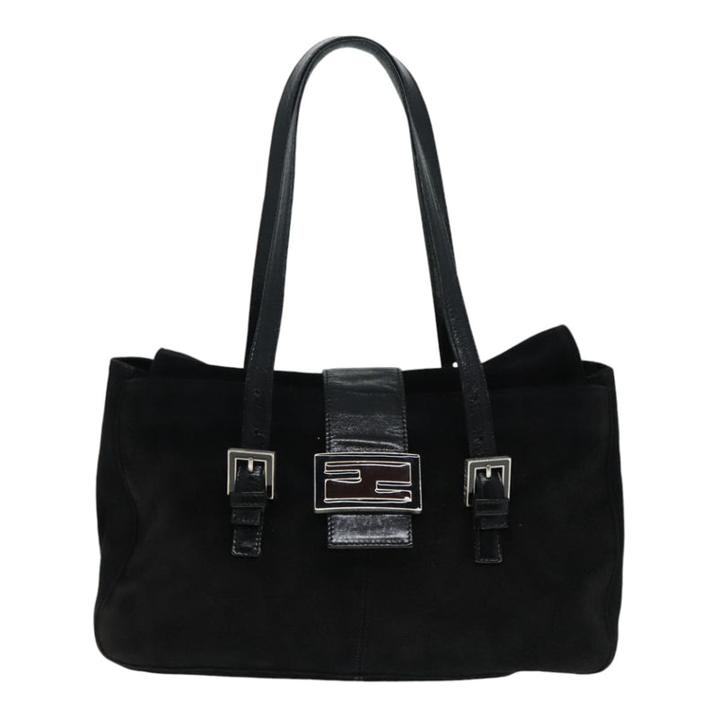 Fendi Mamma Baguette Black Suede Shoulder Bag (Pre-Owned)