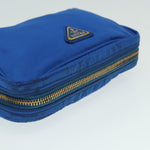 Prada Cosmetic Pouch Blue Synthetic Clutch Bag (Pre-Owned)