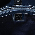 Fendi Zucchino Navy Canvas Handbag (Pre-Owned)