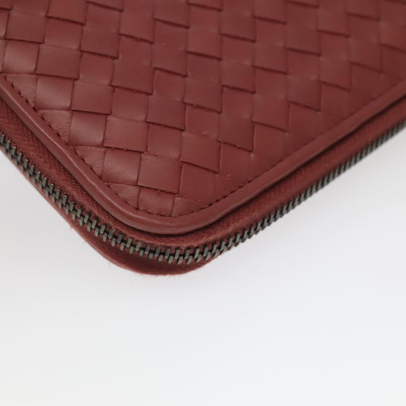 Bottega Veneta Intrecciato Red Leather Briefcase Bag (Pre-Owned)