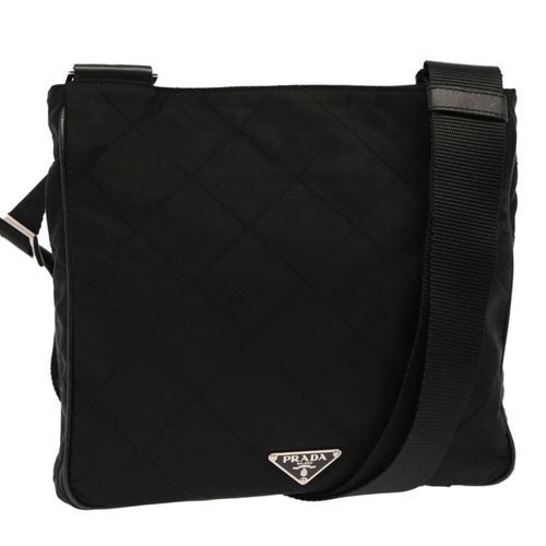 Prada Tessuto Black Cotton Shoulder Bag (Pre-Owned)