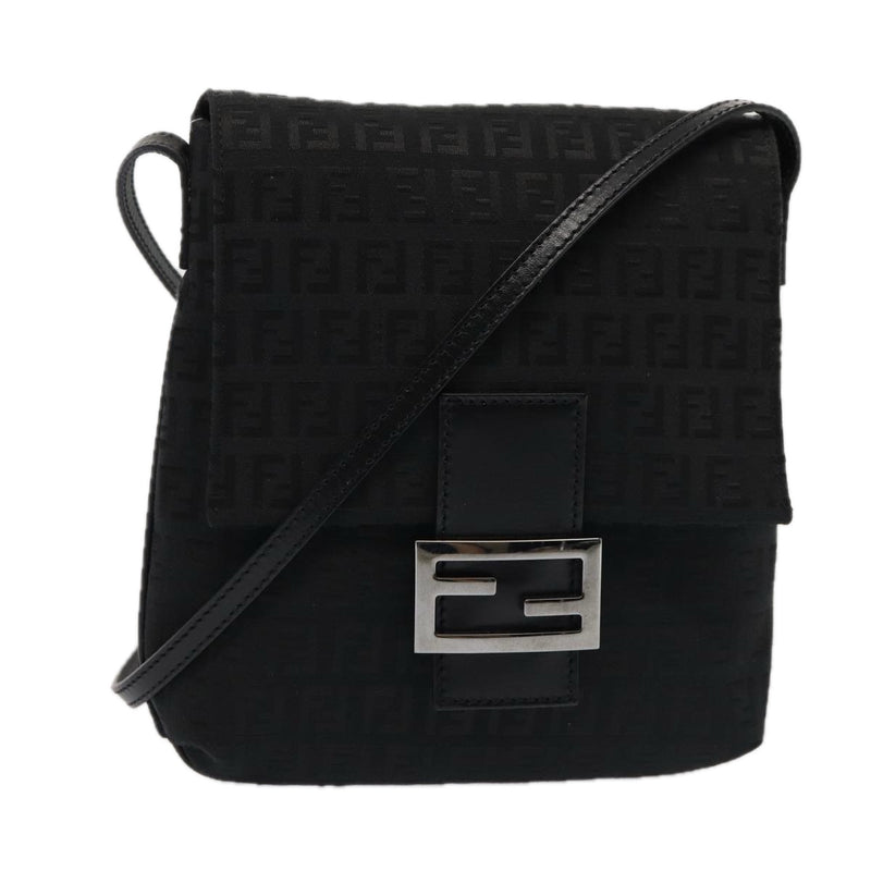 Fendi Zucchino Black Canvas Shoulder Bag (Pre-Owned)