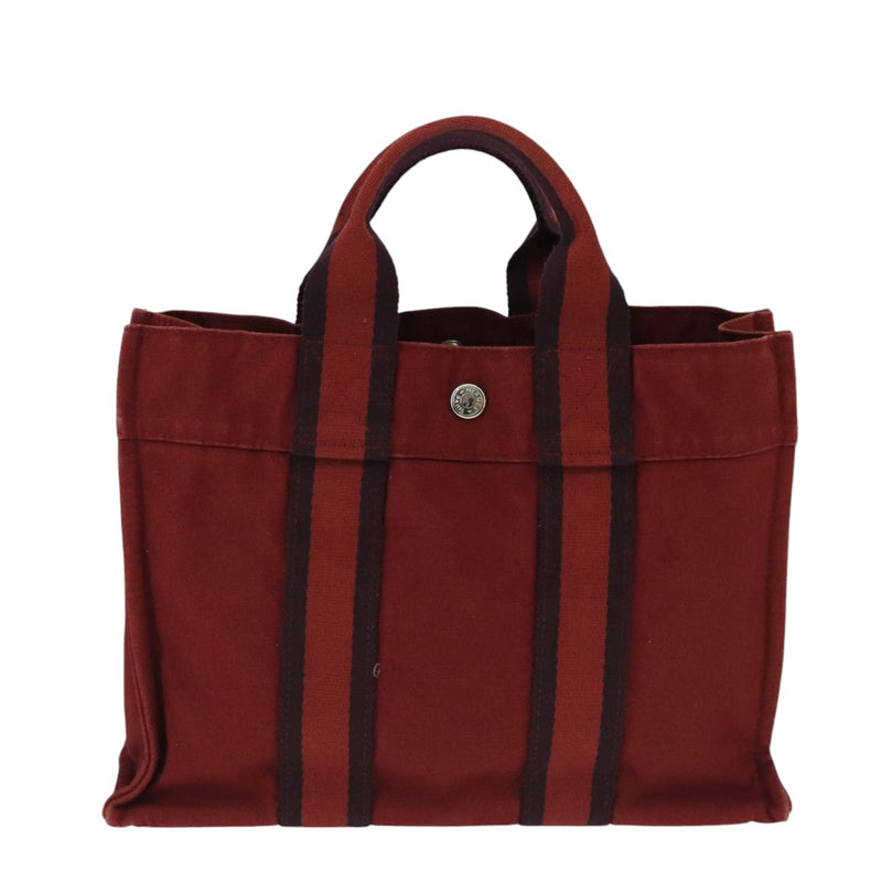 Hermès Herline Burgundy Canvas Tote Bag (Pre-Owned)