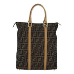 Fendi Zucca Brown Canvas Handbag (Pre-Owned)