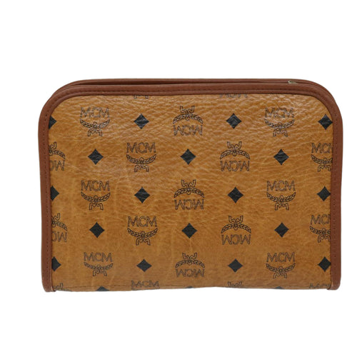 MCM Visetos Stark Brown Canvas Clutch Bag (Pre-Owned)