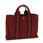 Hermès Herline Burgundy Canvas Tote Bag (Pre-Owned)