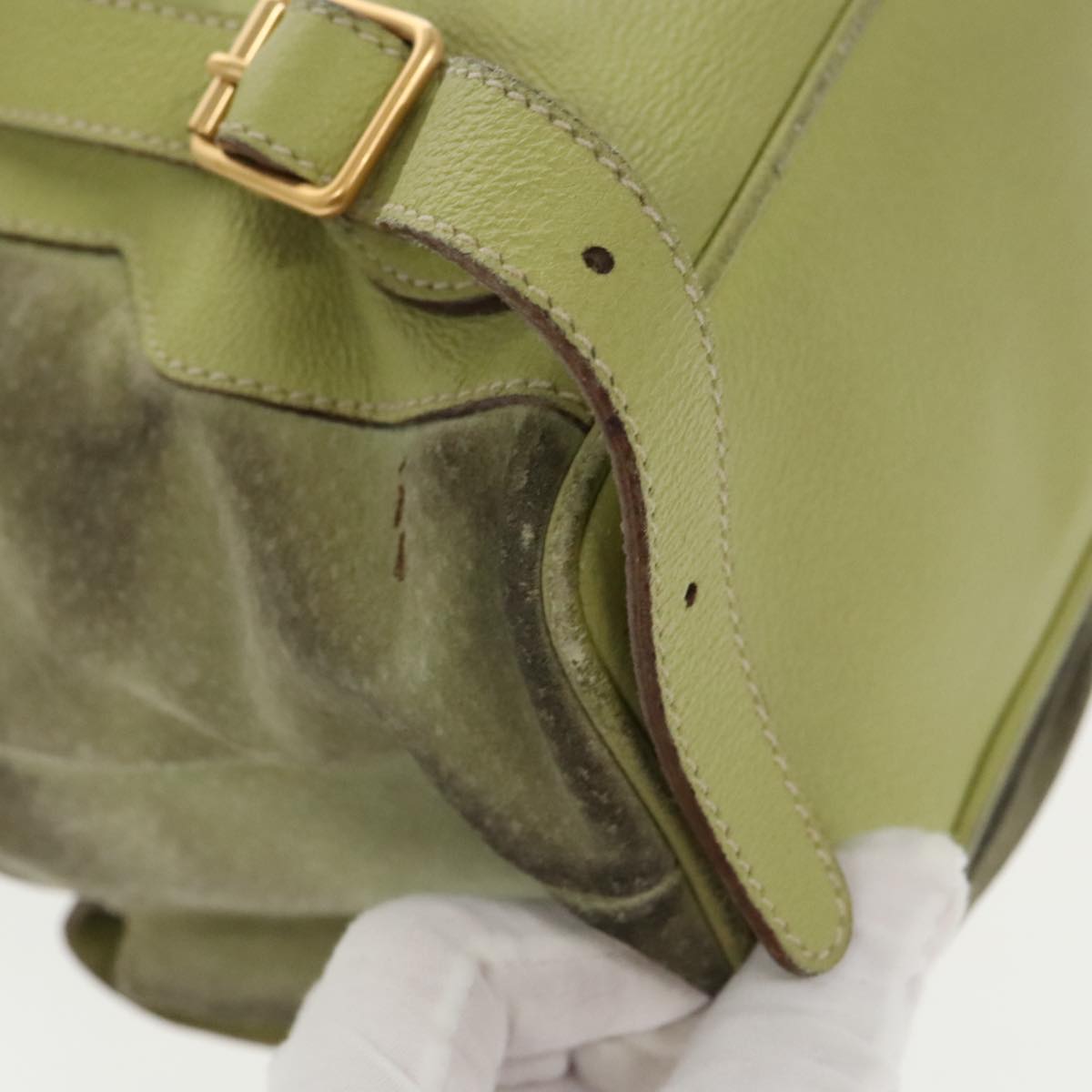 Gucci Bamboo Green Suede Backpack Bag (Pre-Owned)