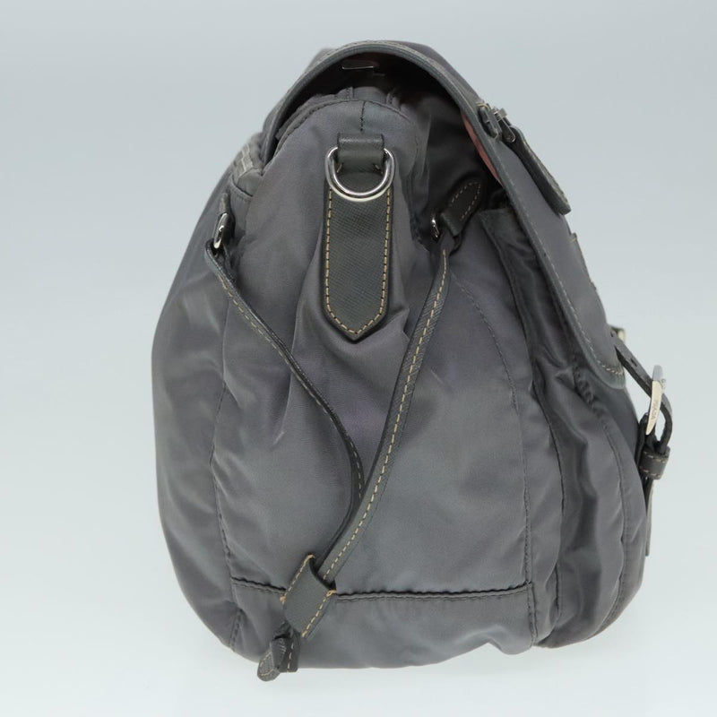 Prada Re-Nylon Grey Synthetic Shoulder Bag (Pre-Owned)