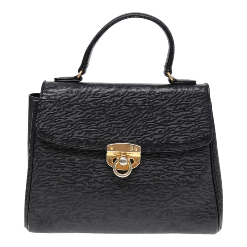 Versace Gianni Black Leather Handbag (Pre-Owned)