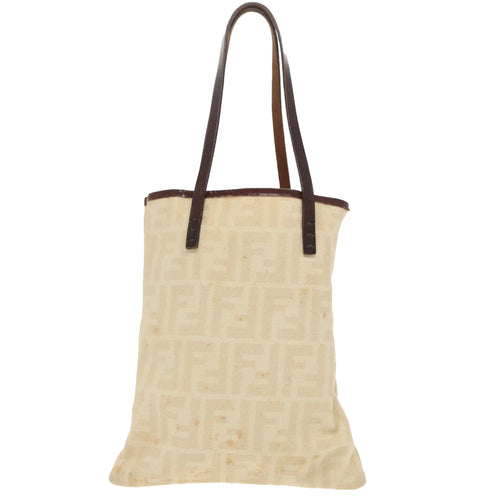 Fendi Beige Canvas Tote Bag (Pre-Owned)