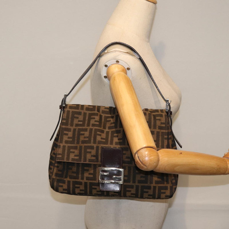 Fendi Mamma Baguette Brown Canvas Shoulder Bag (Pre-Owned)