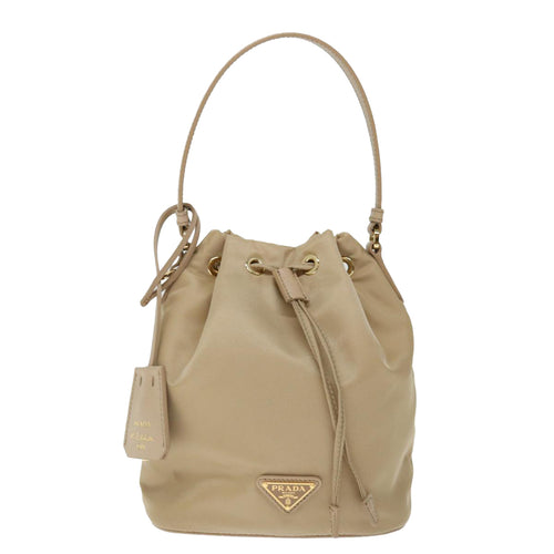 Prada Tessuto Beige Synthetic Shoulder Bag (Pre-Owned)