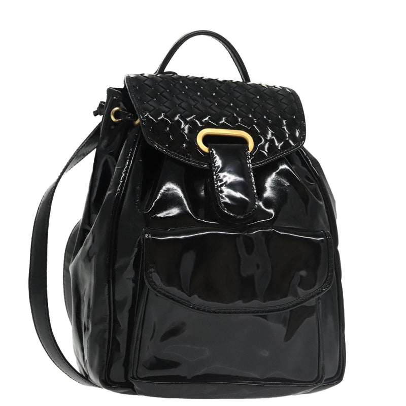 Bottega Veneta Black Patent Leather Backpack Bag (Pre-Owned)